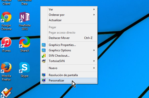 Cómo ajustar la imagen de fondo del escritorio de Windows - Selecciona la opción "Personalizar"