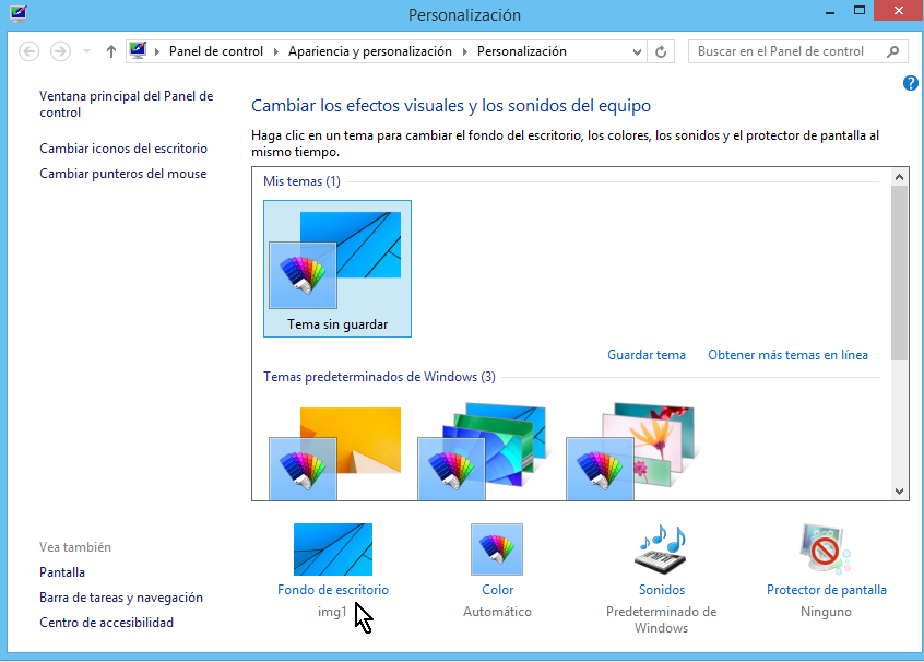 Cómo ajustar la imagen de fondo del escritorio de Windows - Dale clic a "Fondo de escritorio"