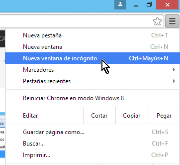 Cómo navegar la web en modo incógnito. Opción "Nueva ventana de incógnito"