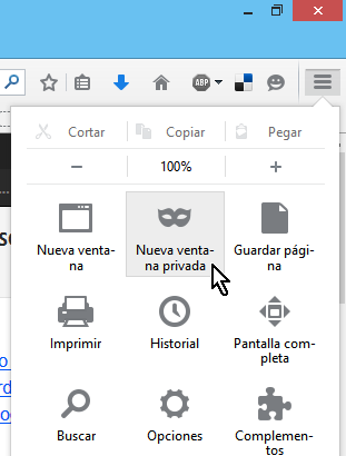 Cómo navegar la web en modo incógnito - Opción "Nueva ventana privada" en Firefox