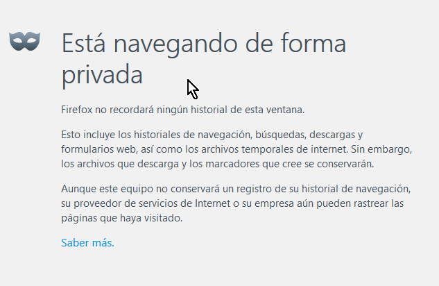 Cómo navegar la web en modo incógnito, Ventana en modo privado en Firefox