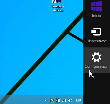 Opción de Configuración de la Barra de encantos en Windows 8