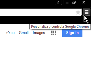 Botón para personalizar Chrome en cómo desinstalar un tema de Google Chrome