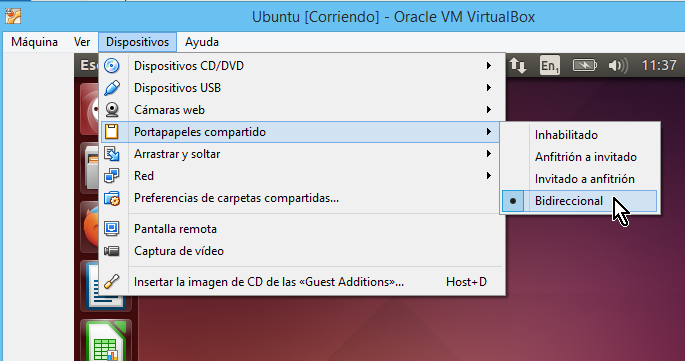 Opcines para compatir portapapeles en cómo compartir el portapapeles en VirtualBox