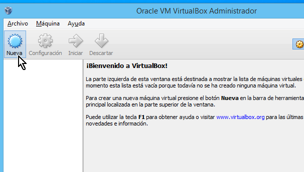 Botón para crear una nueva máquina virtual en cómo crear una máquina virtual de Ubuntu en VirtualBox