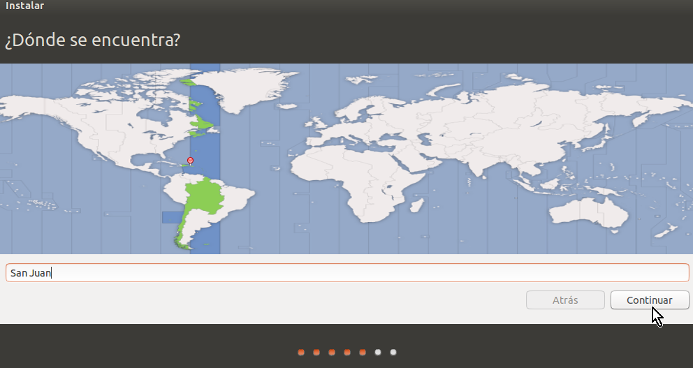 Selección de localización en cómo crear una máquina virtual de Ubuntu en VirtualBox