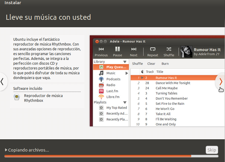 Pantalla informativas de las características de Ubuntu en cómo crear una máquina virtual de Ubuntu en VirtualBox