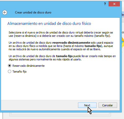 Selección de almacenamiento en el disco duro físico en cómo crear una máquina virtual de Ubuntu en VirtualBox