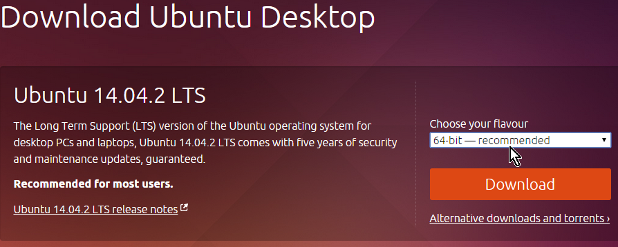 Selección de arquitectura entre 32-bit y 64-bit en cómo descargar Ubuntu ISO en español gratis