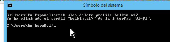 Perfil de red eliminado a través de la consola de Windows en cómo eliminar el perfil de una red Wi-Fi en Windows 8