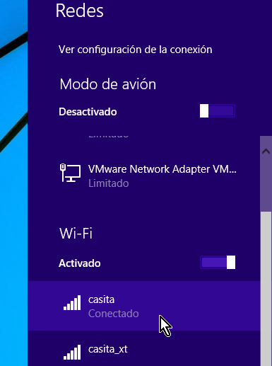 Redes a las que tenemos acceso en cómo eliminar el perfil de una red Wi-Fi en Windows 8