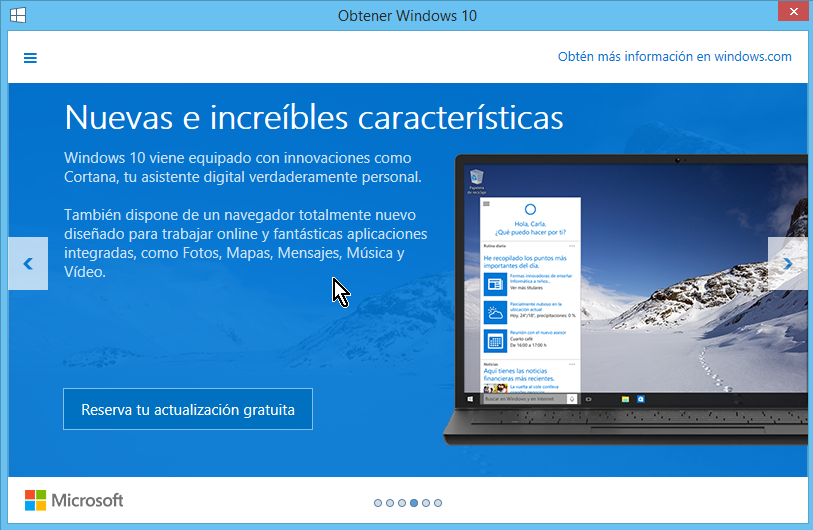 Explica algunas novedades como Cortana, música y vídeos en cómo reservar tu copia de Windows 10 gratis