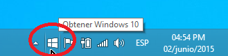 Botón para Obtener Windows 10 en el Escritorio en cómo instalar Windows 10 usando la actualización automática