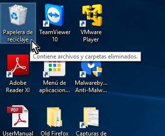 Localización de la Papelera de reciclaje en el Escritorio en cómo ocultar la Papelera de reciclaje del Escritorio en Windows 10