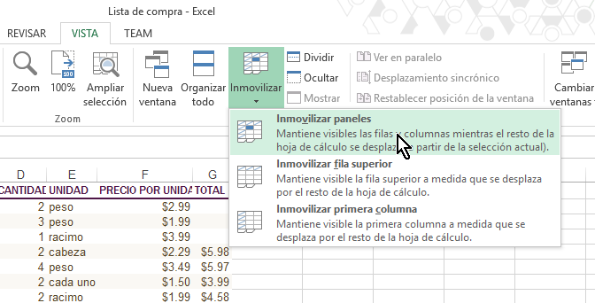 Cómo inmovilizar filas y columnas en Excel - TecniComo