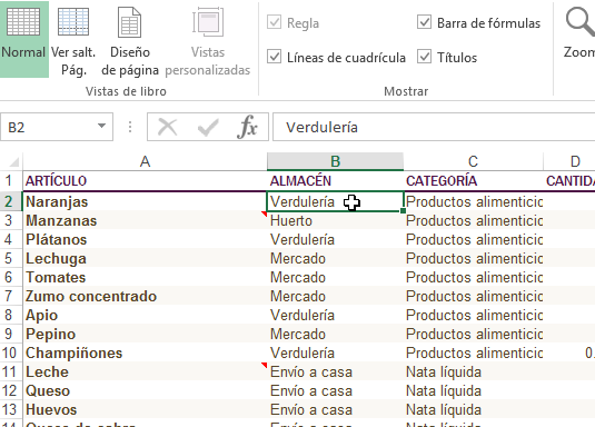 Selección de celda para congelar paneles en cómo inmovilizar filas y columnas en Excel 2013