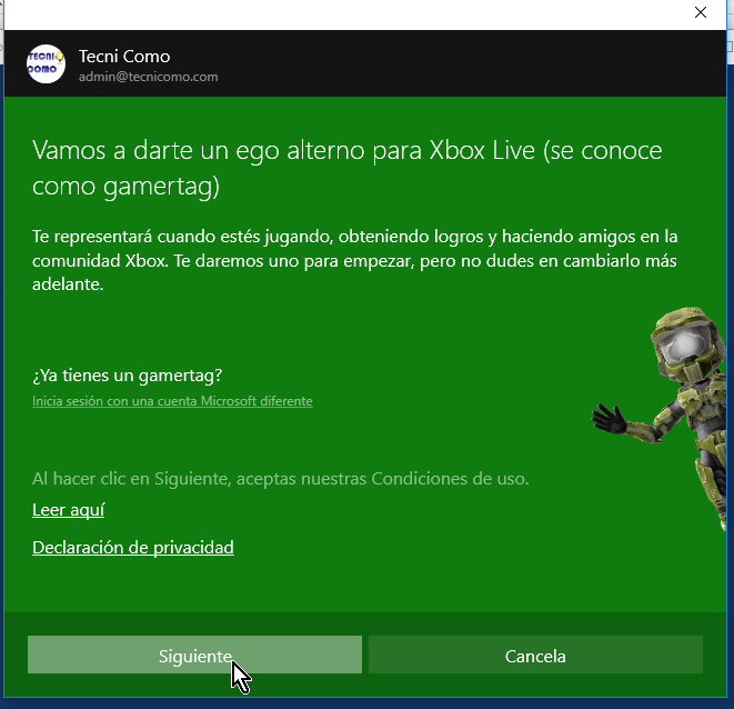 Cliquea el botón Siguiente para iniciar sesión de XBox Live en cómo jugar solitario en Windows 10