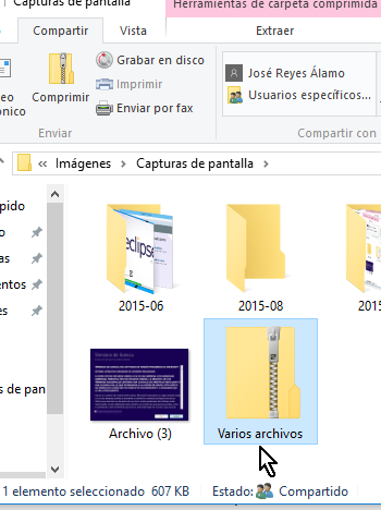 Poniéndole nombre significativo a la capera comprimida creada en cómo comprimir archivos en Windows 10 fácilmente