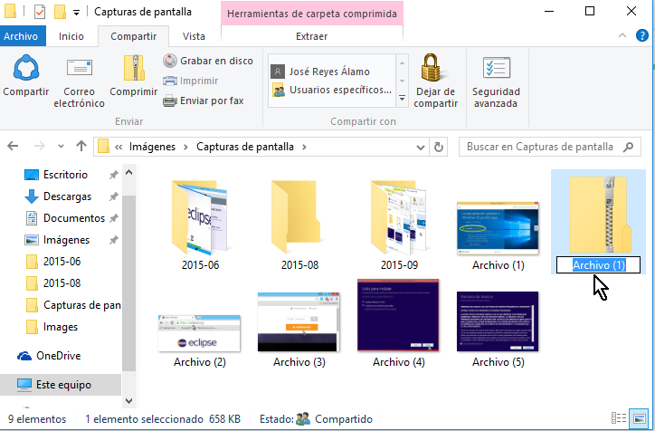 Archivos seleccionados en la carpeta comprimida en cómo comprimir archivos en Windows 10 fácilmente