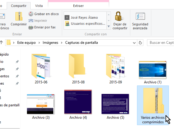 Cambiándole el nombre a la carpeta comprimida en cómo comprimir archivos en Windows 10 fácilmente
