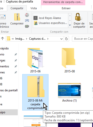 Cambiándole el nombre a la carpeta comprimida en cómo comprimir archivos en Windows 10 fácilmente