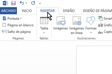 Pestaña Insertar para añadir un enlace al documento