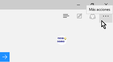 Botón Más opciones para acceder la configuración en cómo habilitar o deshabilitar Adobe Flash Player en Microsoft Edge