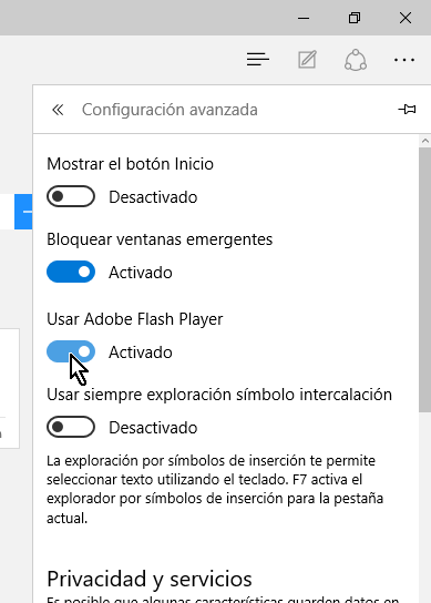 Control delizable Usar Adobe Flash Player Activado en cómo habilitar o deshabilitar Adobe Flash Player en Microsoft Edge
