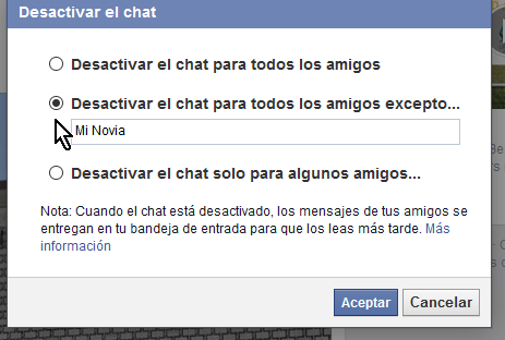 Opción para aparecer en línea a sólo algunos amigos de Facebook y desconectado a los demás en cómo ocultar tu estado en línea en Facebook