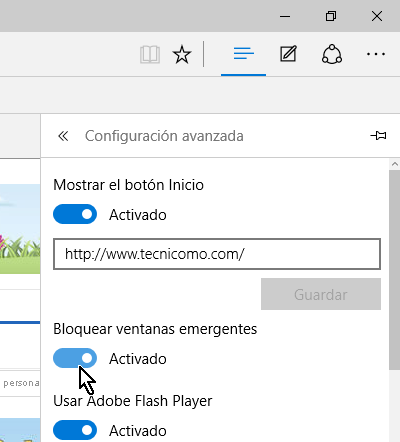 Ventanas emergentes activadas en cómo bloquear las ventanas emergentes en Microsoft Edge