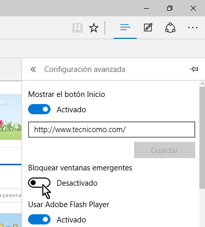Ventanas emergentes desactivadas en cómo bloquear las ventanas emergentes en Microsoft Edge