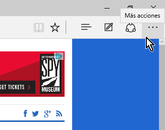 Botón Más acciones en cómo mostrar la barra de favoritos en Microsoft Edge
