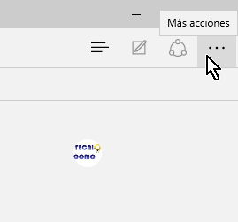 Botón Más acciones en cómo navegar en modo incógnito con Microsoft Edge
