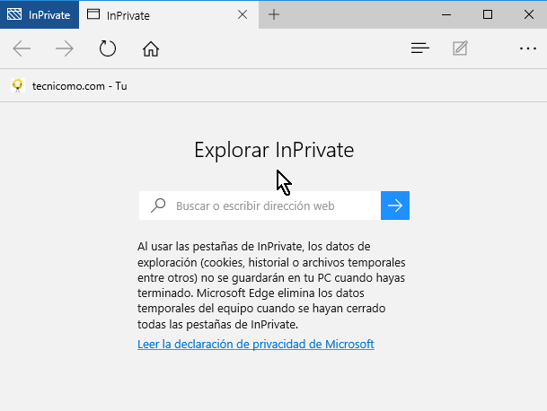 Ventana Explorar InPrivate o modo privado en cómo navegar en modo incógnito con Microsoft Edge