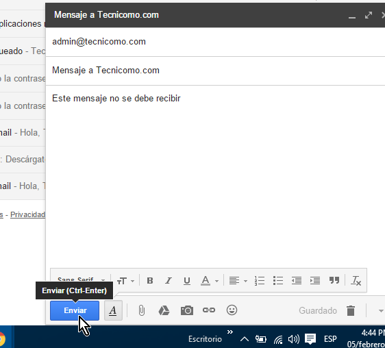 Ejemplo de un correo electrónico a enviar en cómo cancelar el envío de un correo electrónico en Gmail