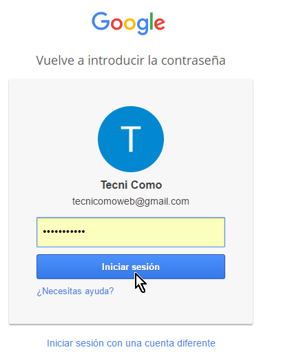 Entra tu contraseña una vez más en cómo borrar una cuenta de Google