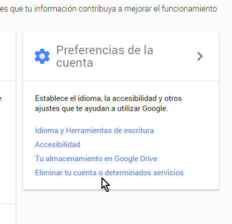 Selecciona Eliminar tu cuenta o determinados servicios en cómo eliminar una cuenta de Gmail