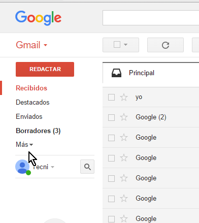 Dale clic a la opción Más en cómo ver todos los mensajes de Gmail