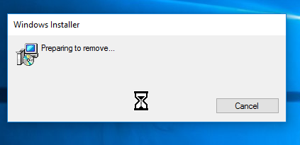 Barra de progreso de la desintalación de Oracle VM VirtualBox en cómo desinstalar VirtualBox en Windows 10