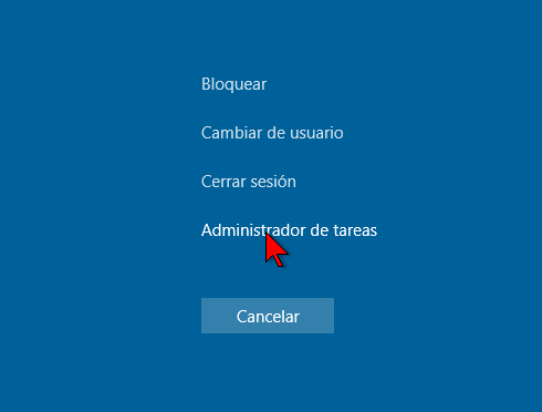 Pantalla azul en cómo acceder al Administrador de tareas en Windows 10