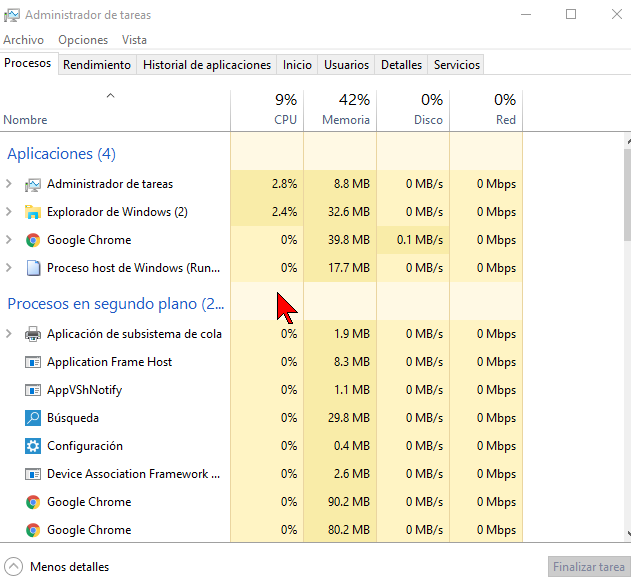 Captura de pantalla en cómo acceder al Administrador de tareas en Windows 10
