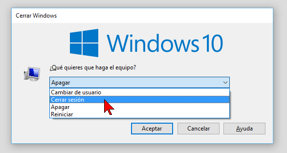 Cerrar sesión en el menú desplegable en cómo cerrar sesión en Windows 10