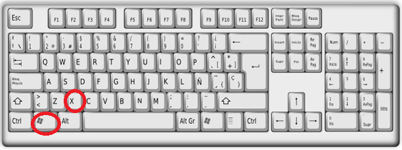 Teclas Windows y X en cómo cerrar sesión en Windows 10