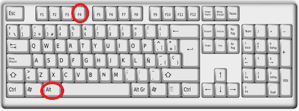 Teclas Alt y F4 en cómo cerrar sesión en Windows 10