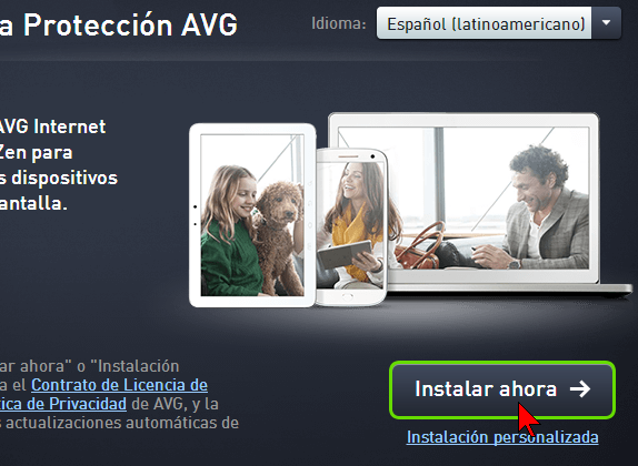 Botón Instalar ahora en cómo descargar e instalar AVG Antivirus Protection Pro