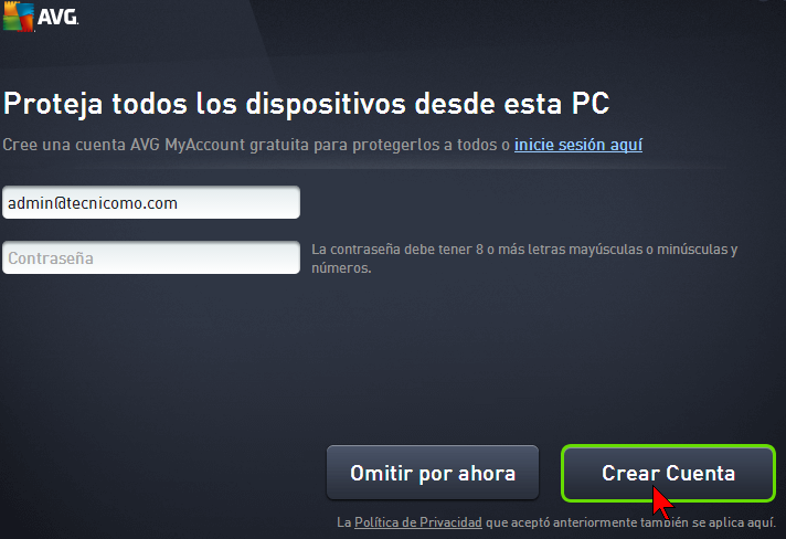 Crear cuente con AVG MyAccount en cómo descargar e instalar AVG Antivirus Protection Pro