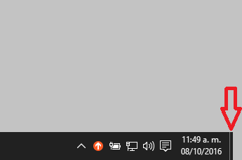 Botón Mostrar Escritorio en cómo minimizar todas las ventanas a la vez en Windows 10