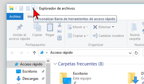 Barra de herramientas de acceso rápido en cómo mostrar u ocultar la Cinta de opciones en Windows 10
