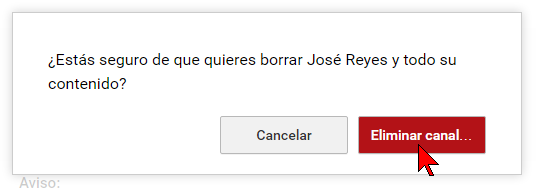 Confirmando la eliminación del canal en cómo transferir un canal de YouTube a otra cuenta