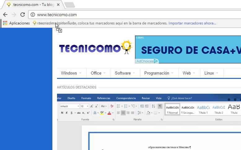 Creando un marcado en Google Chrome en cómo reiniciar Chrome rápidamente usando un marcador
